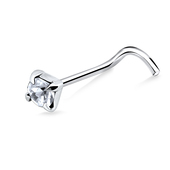 3mm Round CZ Silver Curved Nose Stud NSKB-75